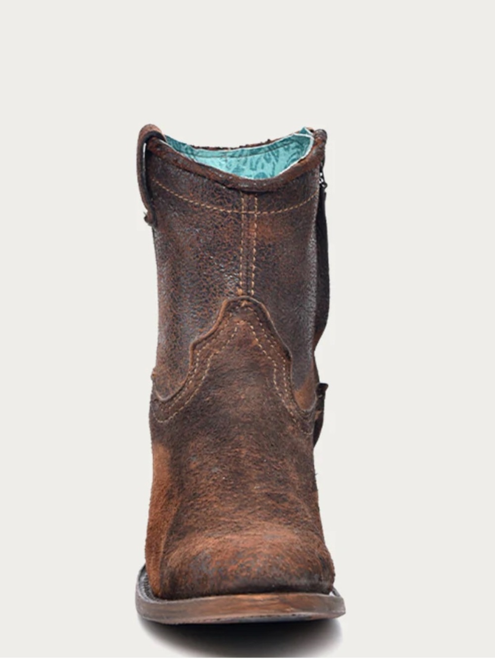 Corral WOMEN'S CHOCOLATE TAN LAMB ROUND TOE COWBOY BOOTIE WITH ZIPPER C1064 - Picture 5 of 12